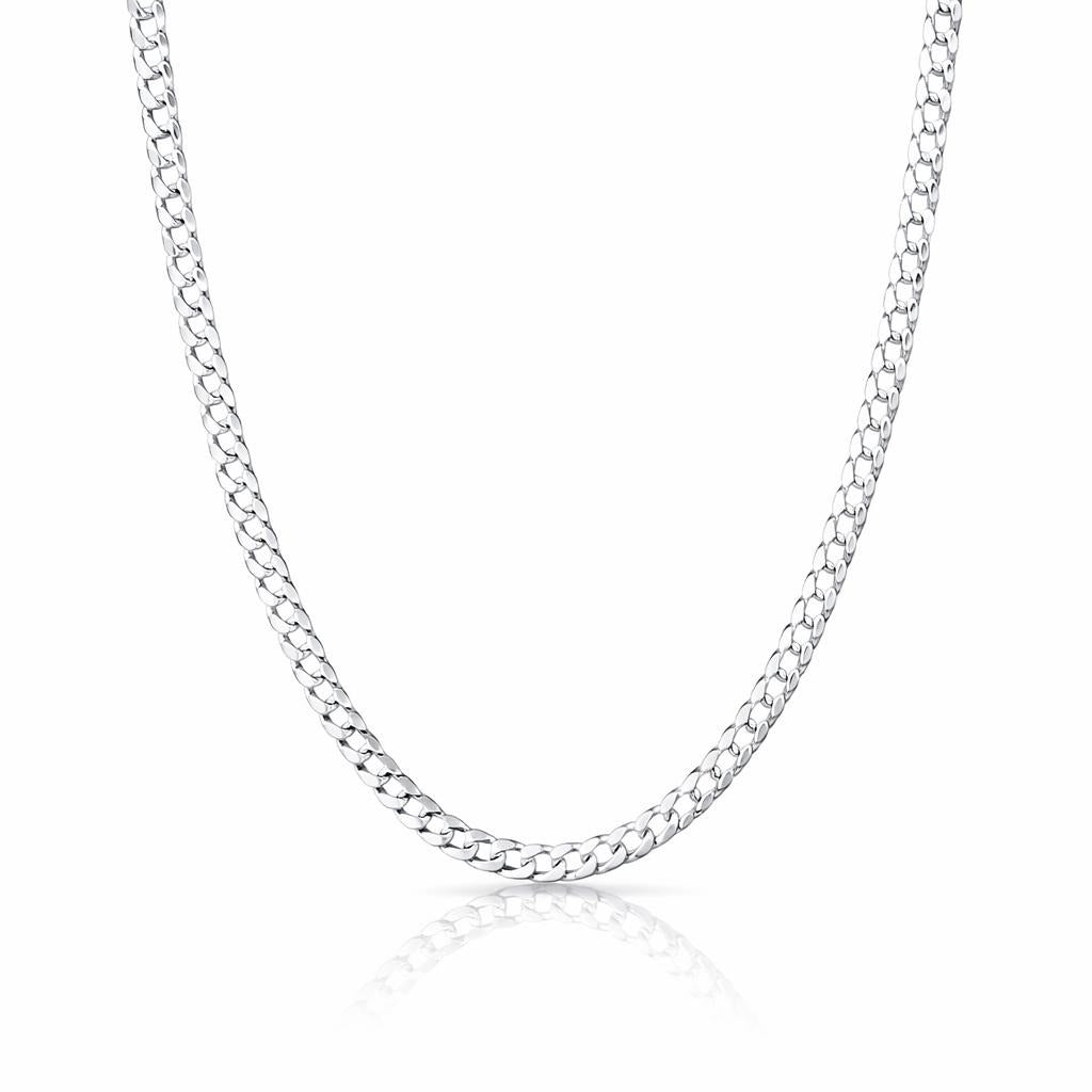 14 Karat White Gold Flat Beveled Curb Chain