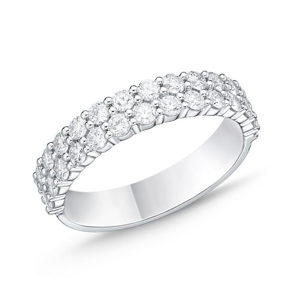 Paramount Double Row Natural Diamond Wedding Band in 18 Karat White Gold - 1.07 Carat