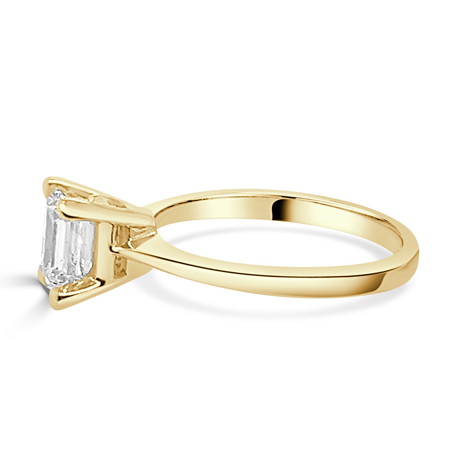 Emerald Shape 1.00 Lab Diamond Engagement Ring in 14 Karat Yellow Gold