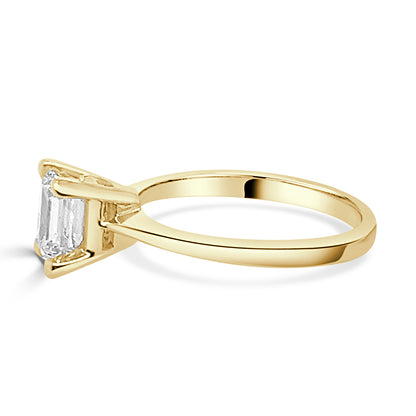 Emerald Shape 1.00 Lab Diamond Engagement Ring in 14 Karat Yellow Gold