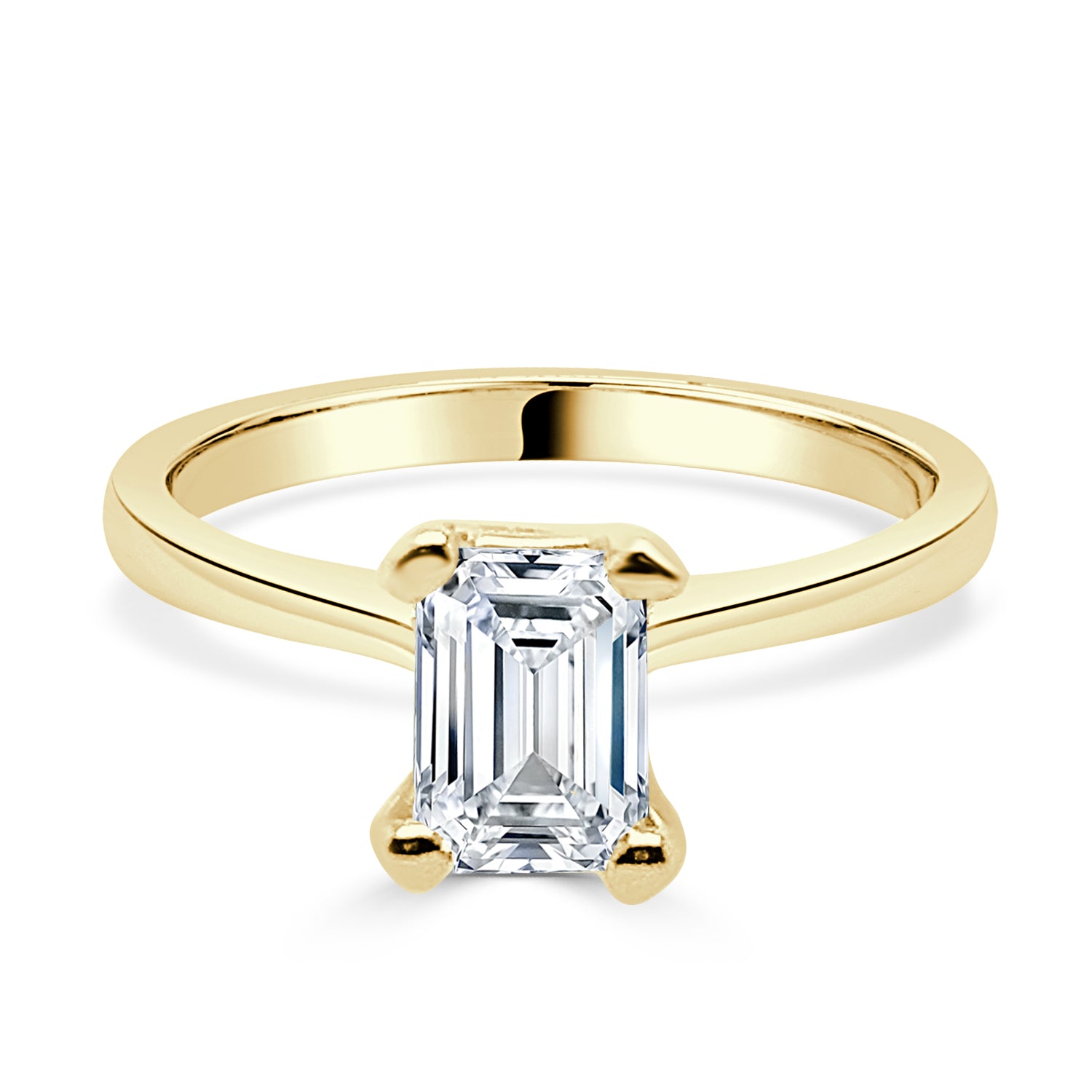 Emerald Shape 1.00 Lab Diamond Engagement Ring in 14 Karat Yellow Gold