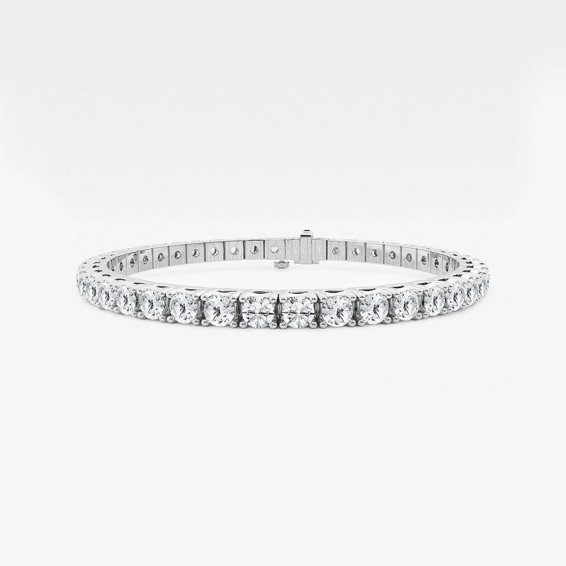 14 Karat White Gold Round Shape Lab Diamond Bracelet - 8 inches