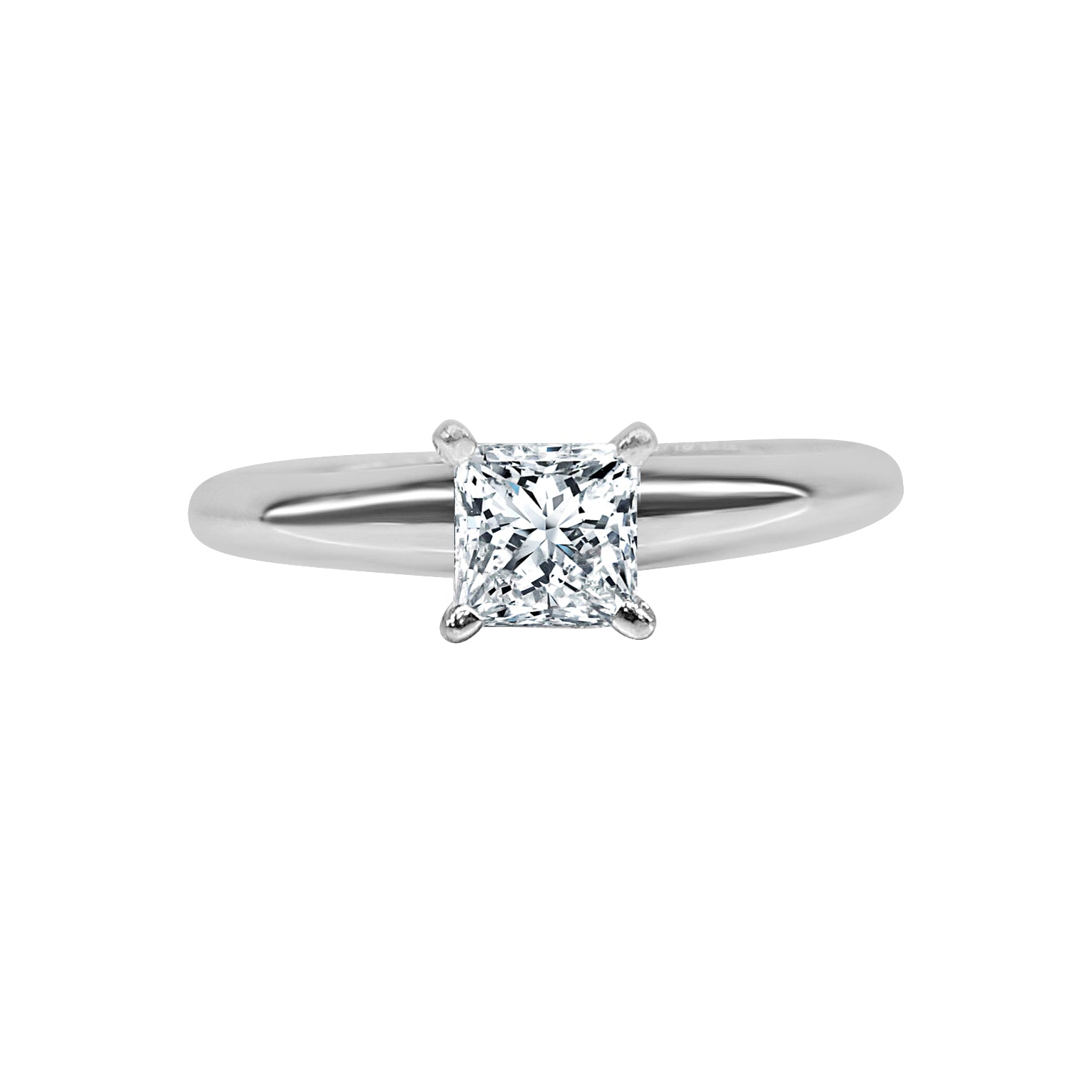 Princess Cut Platinum Engagement Ring with 0.45 ct Natural Diamond