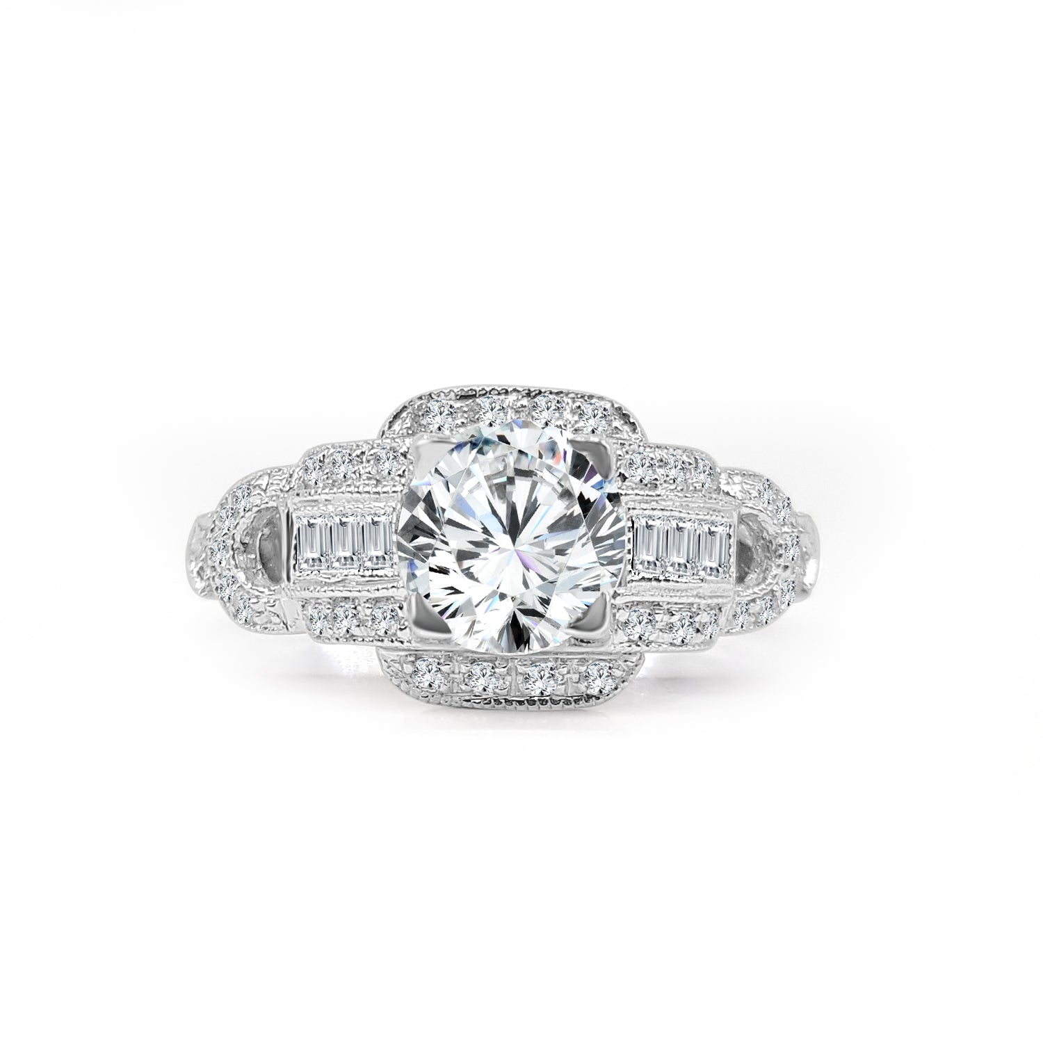 14 Karat White Gold Natural Diamond Engagement Mounting - 0.30 Carat