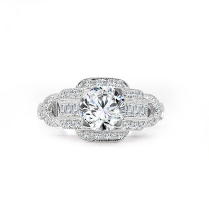 14 Karat White Gold Natural Diamond Engagement Mounting - 0.30 Carat