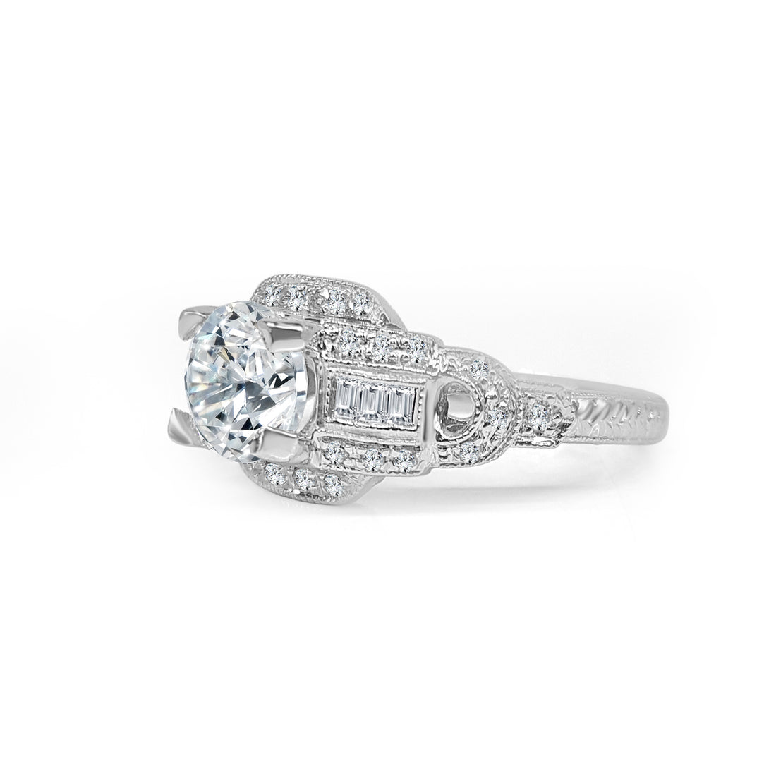 14 Karat White Gold Natural Diamond Engagement Mounting - 0.30 Carat