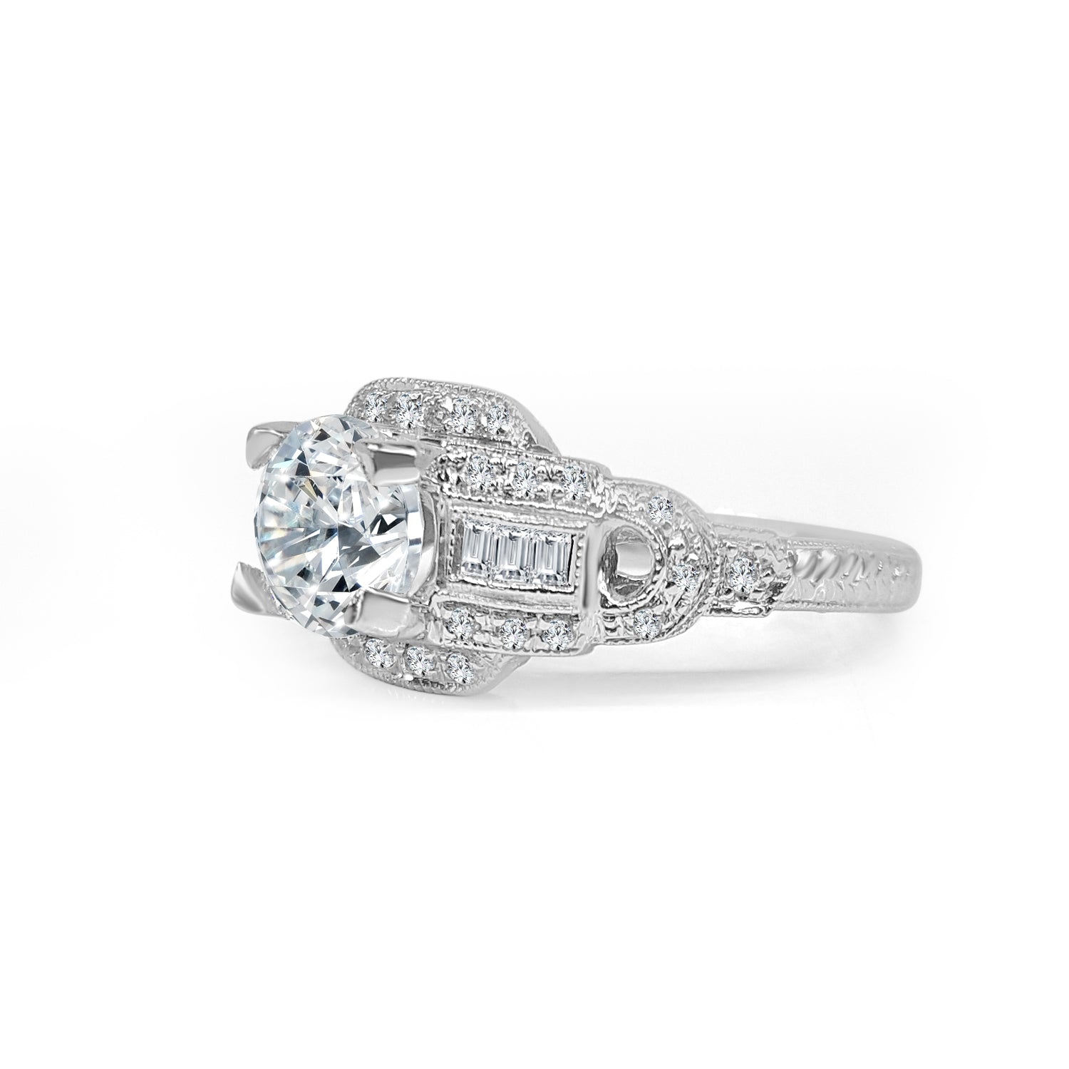 14 Karat White Gold Natural Diamond Engagement Mounting - 0.30 Carat