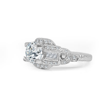 14 Karat White Gold Natural Diamond Engagement Mounting - 0.30 Carat