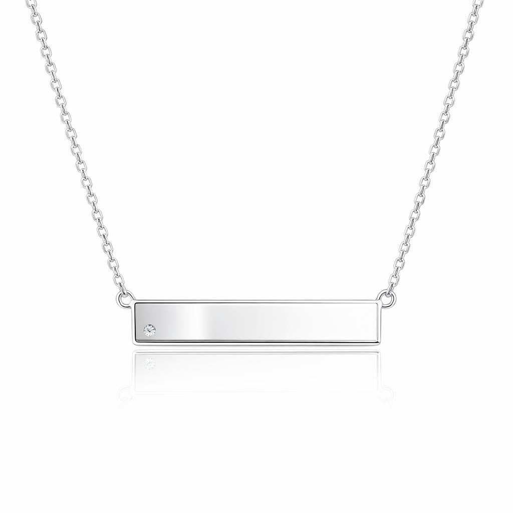 Silver Diamond Bar Necklace