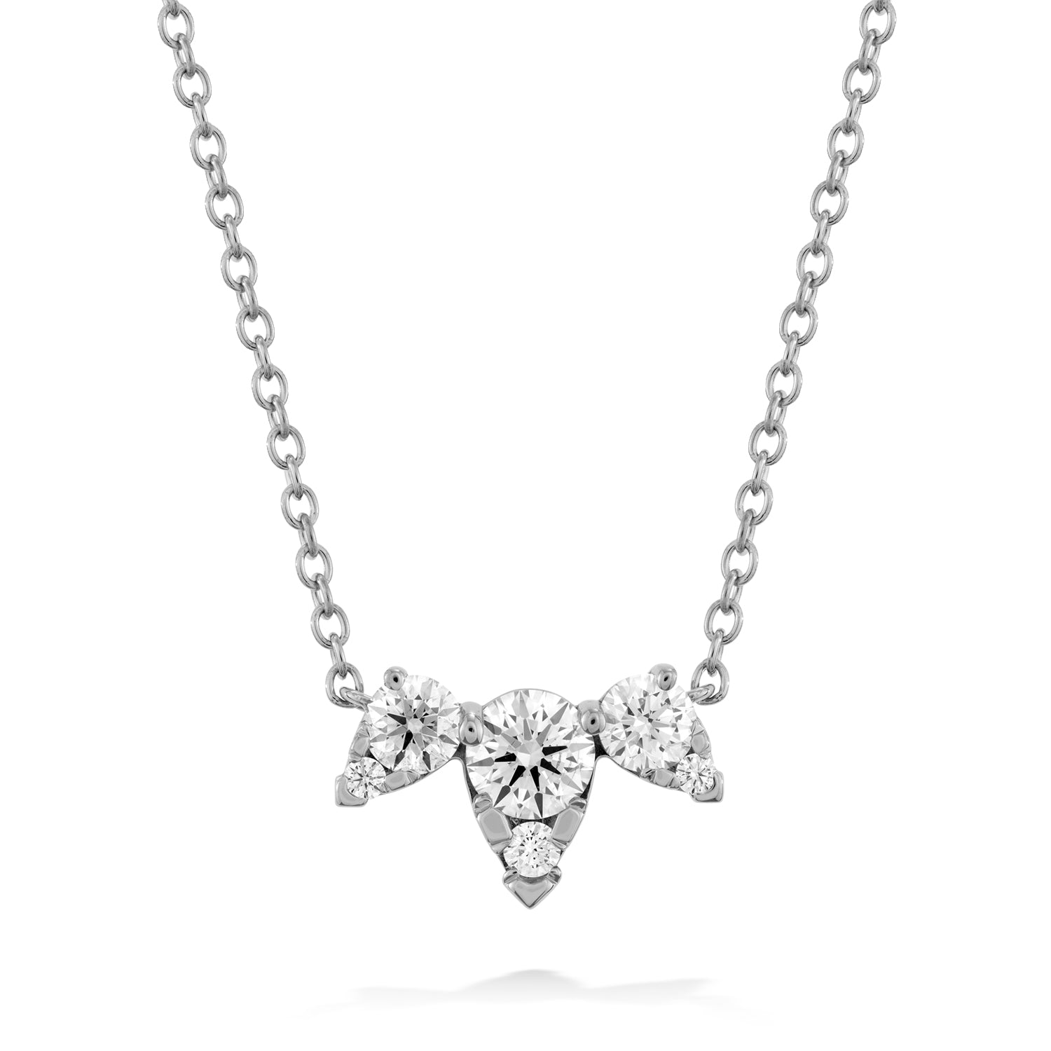 Triple Aerial 0.48 Carat Natural Diamond Necklace in 18 Karat White Gold