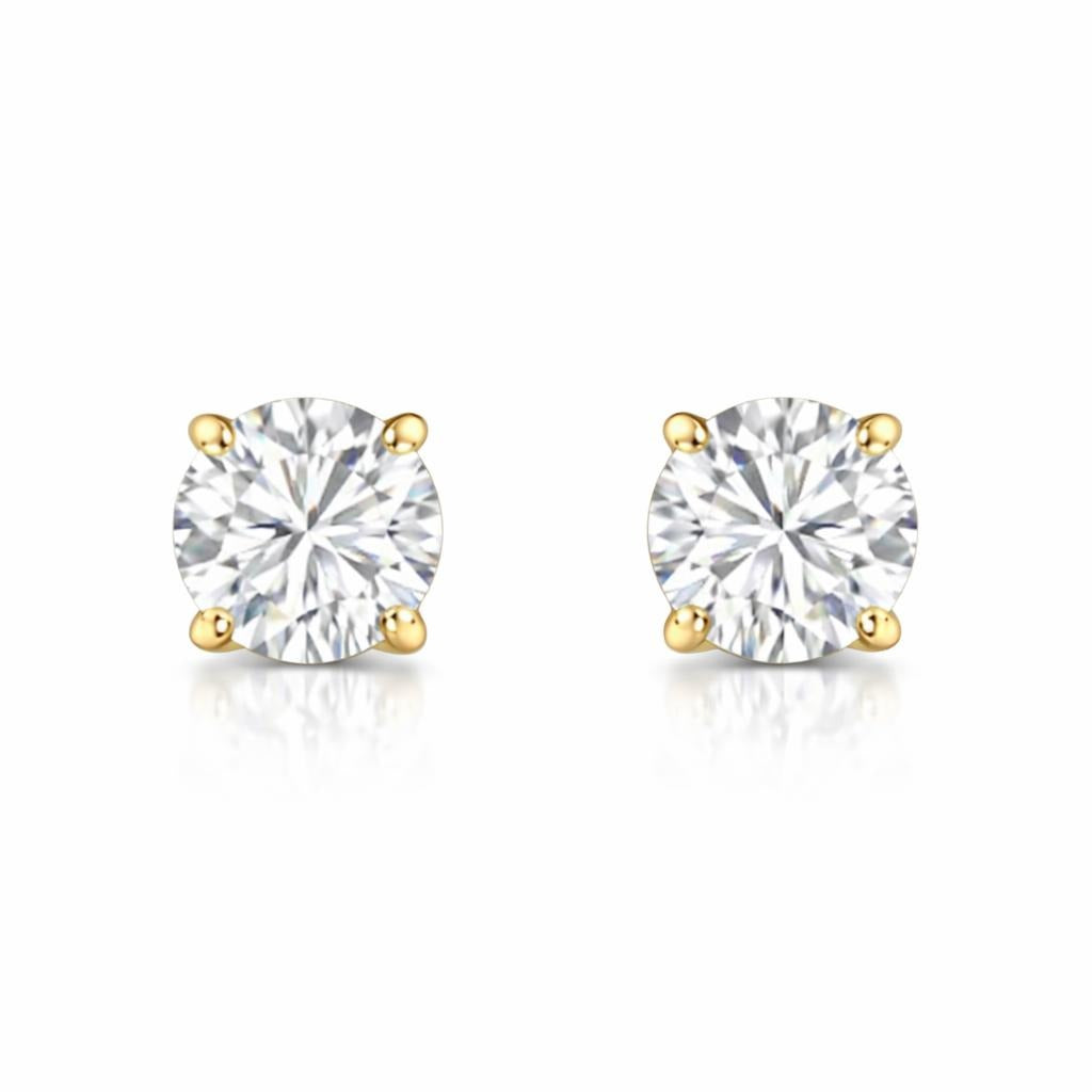 14K Yellow Gold Lab Diamond Stud Earrings