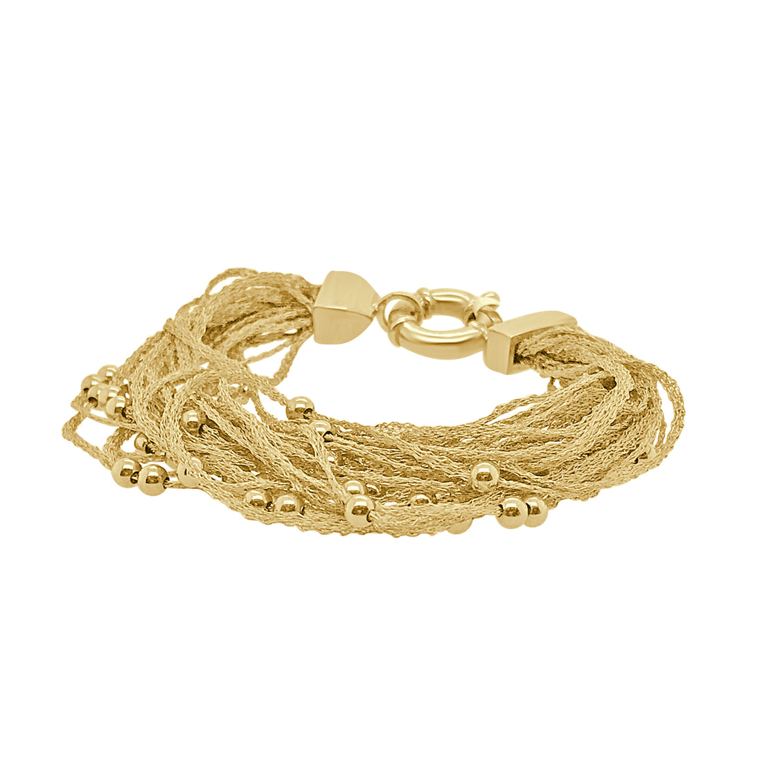 18 Karat Yellow Gold Multi-Strand Beaded Bracelet