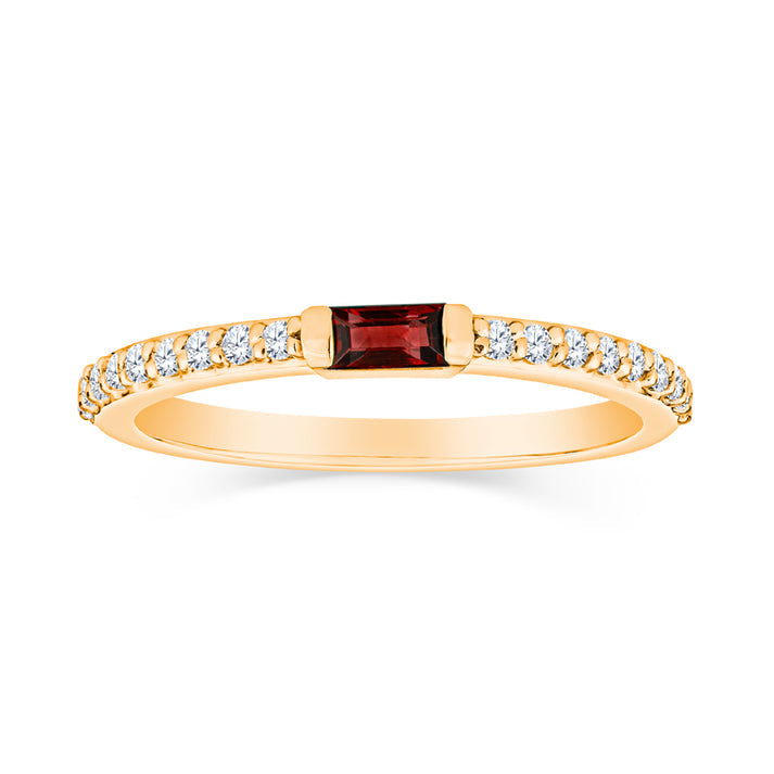 10 Karat Yellow Gold Baguette Ruby Ring - 0.16 Carat