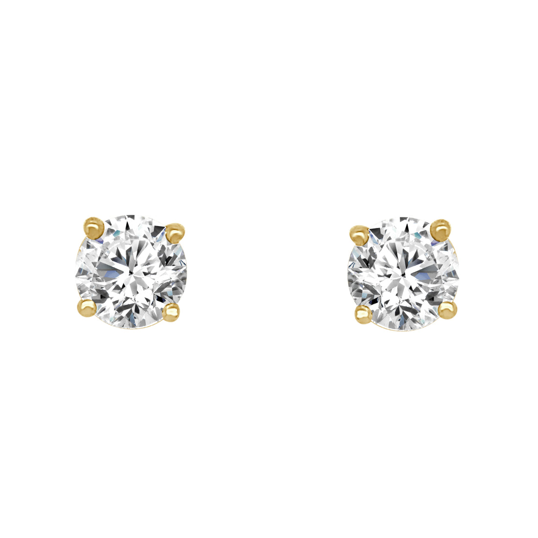 14 Karat Yellow Gold Solitaire Studs