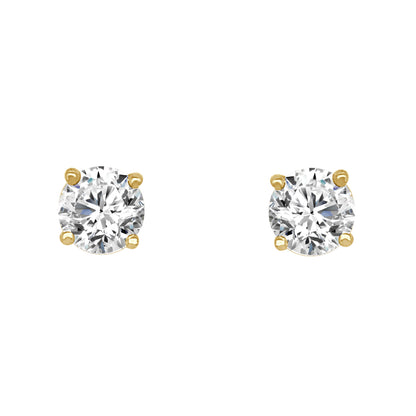 Four Prong Round 0.33 ct Natural Diamond Solitaire Studs in 14K Yellow Gold