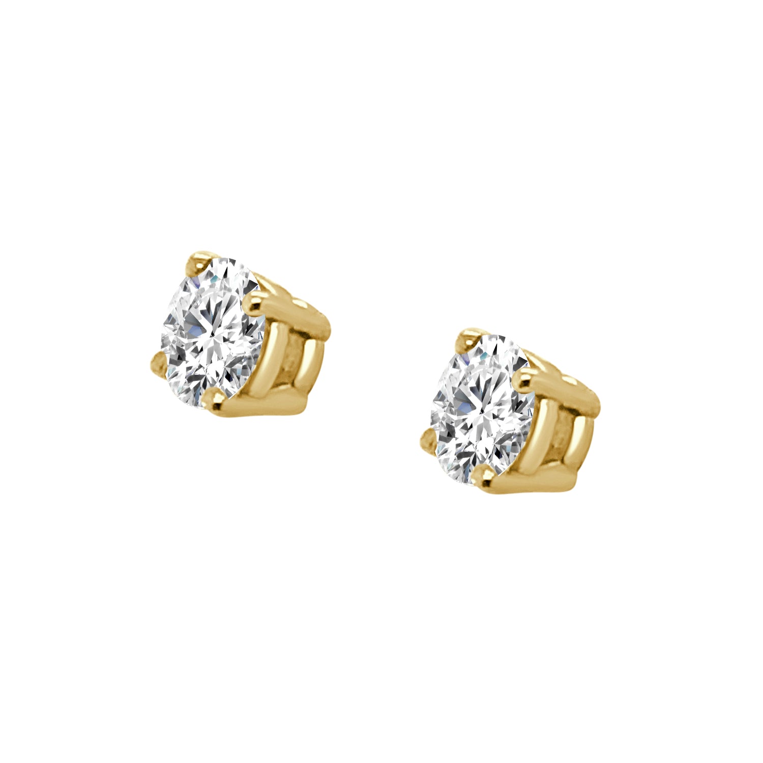 Four Prong Round 0.33 ct Natural Diamond Solitaire Studs in 14K Yellow Gold