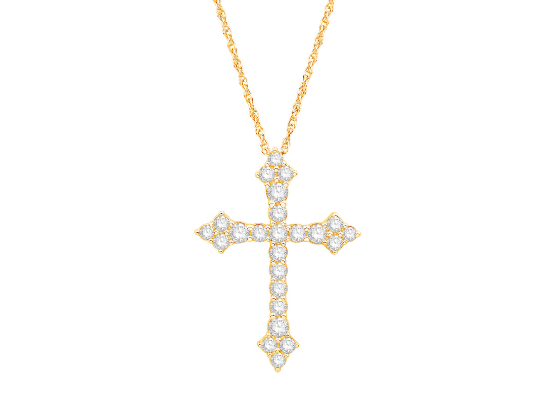 14 Karat Yellow Gold Round Shape Lab Diamond Necklace - 1.00 Carat