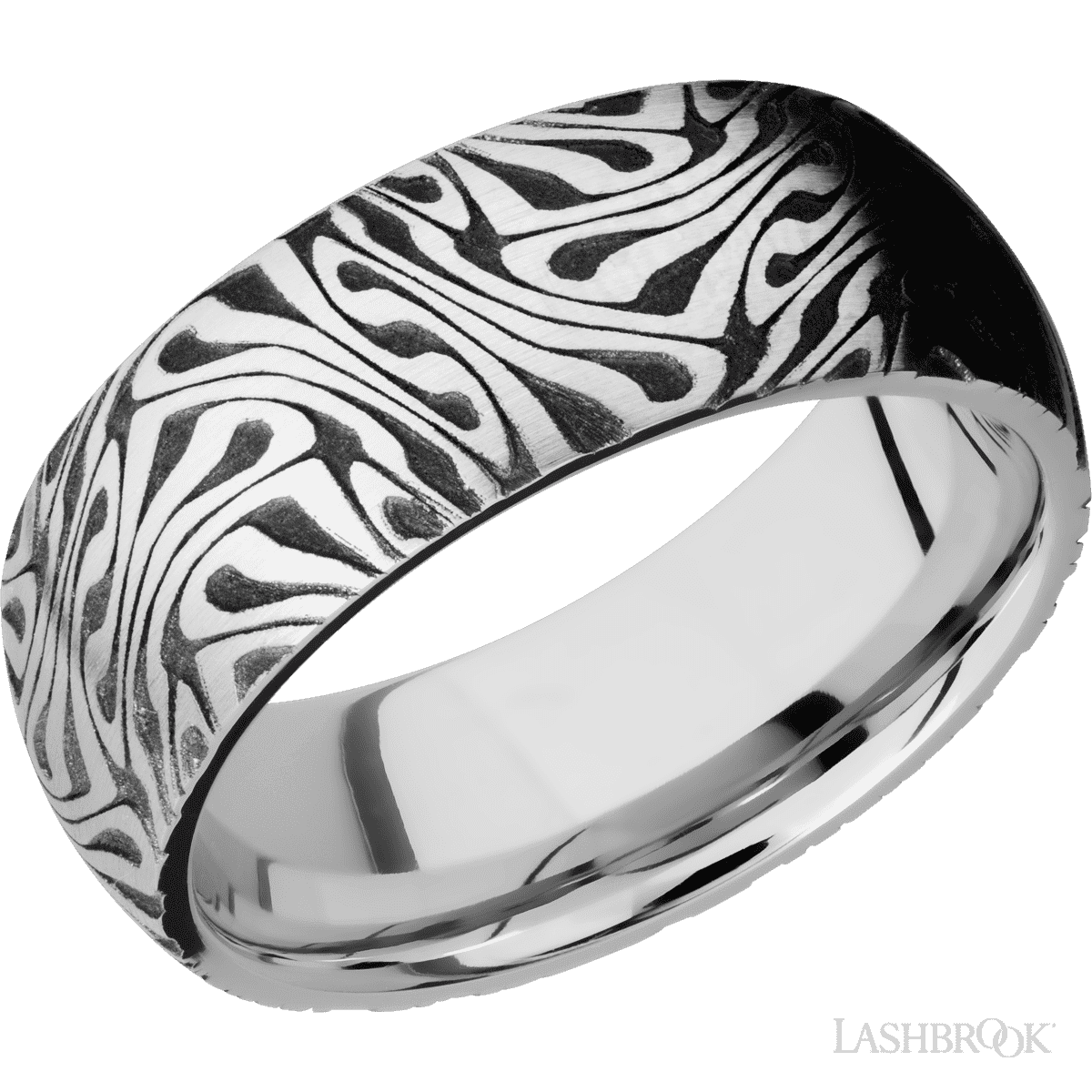 Satin Escher Pattern Cobalt Chrome Wedding Band - Size 10