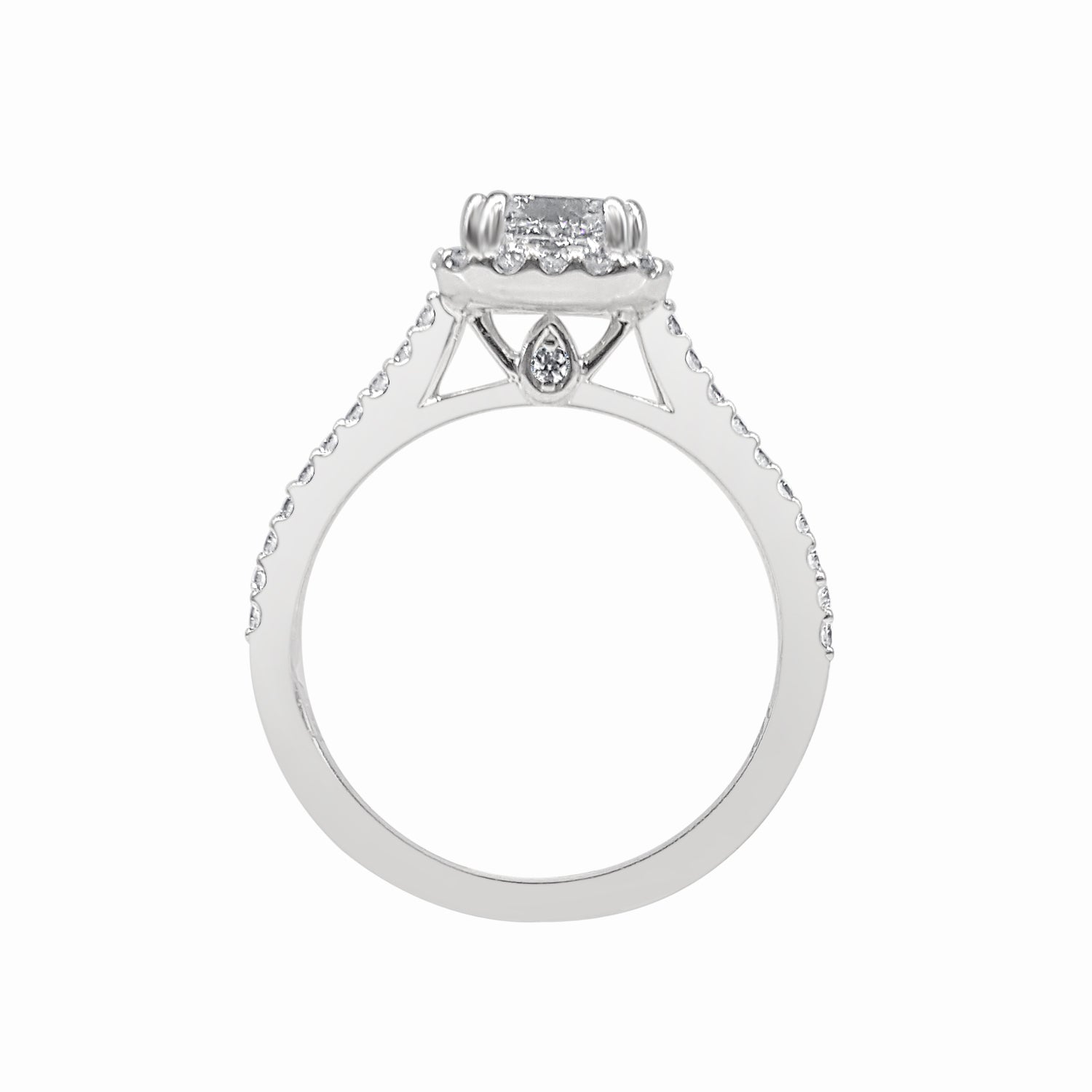 1.01 Carat Natural Diamond Asscher Shape Engagement Ring in 14 Karat White Gold