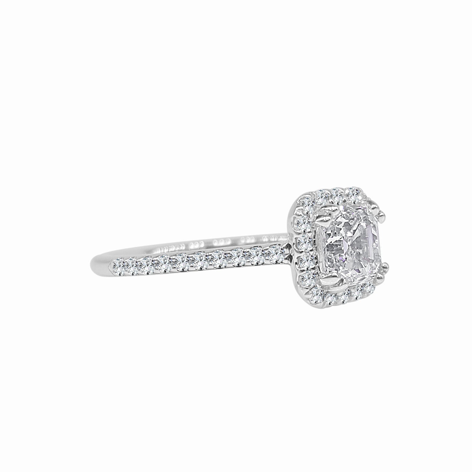 1.01 Carat Natural Diamond Asscher Shape Engagement Ring in 14 Karat White Gold
