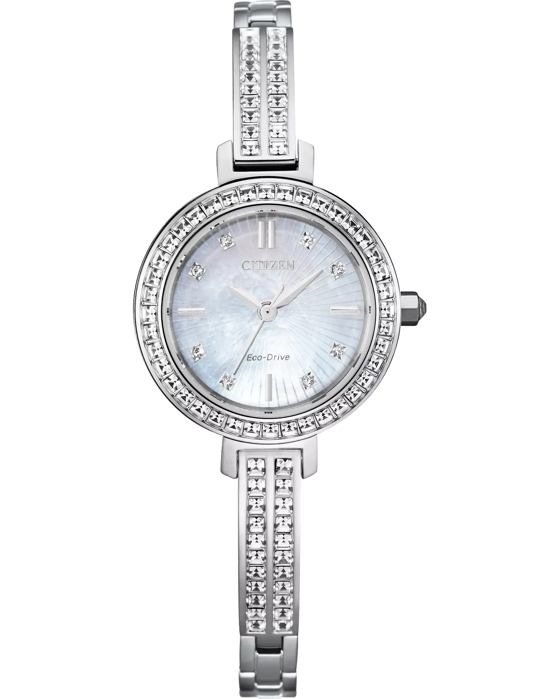 Citizen Eco WR50 White Silhouette Crystal Ladies Stainless Steel Watch