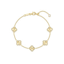 Gold Clover Motif Bracelet in Gold Plated Sterling Silver