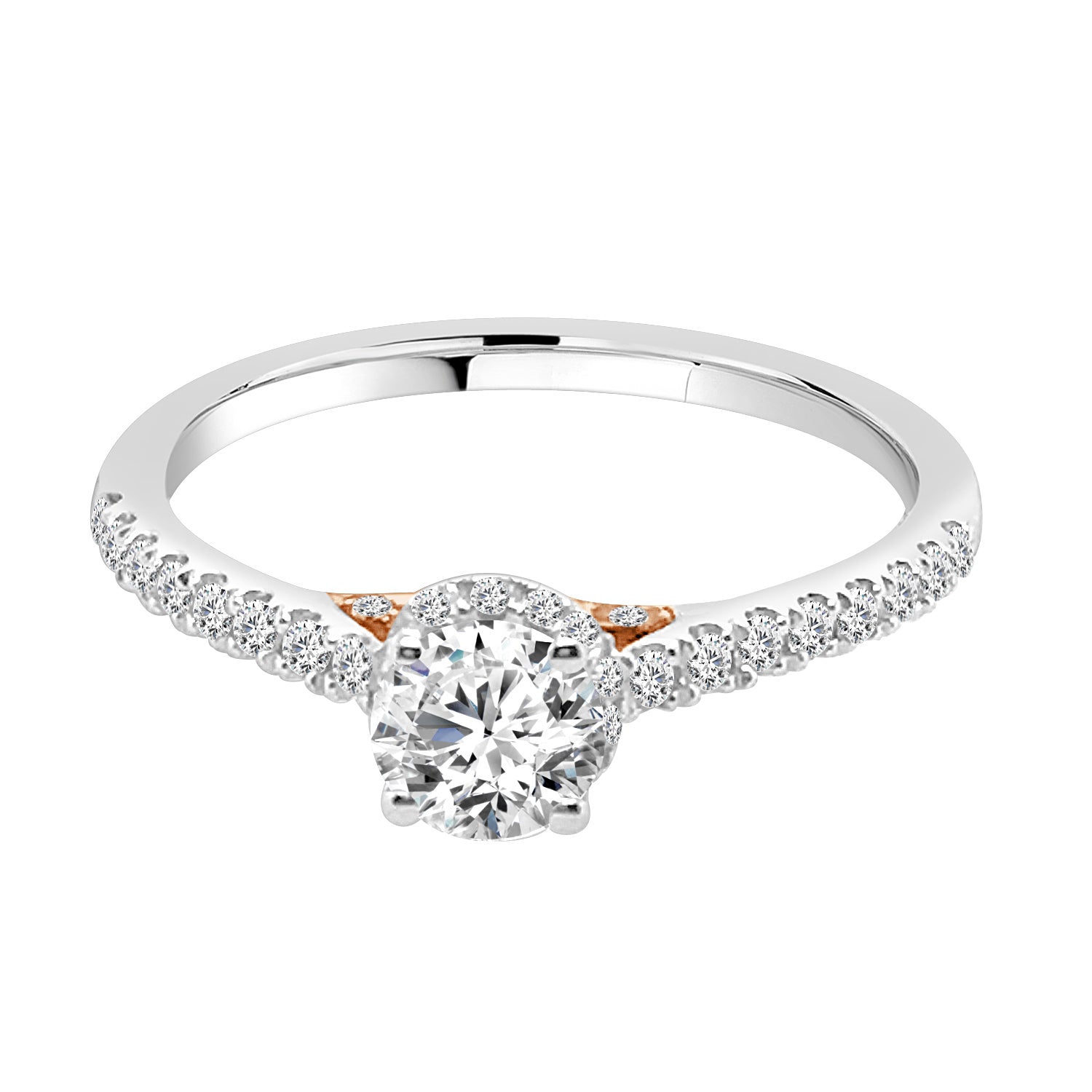 Rose Gold Accented 14 Karat Two-Tone Engagement Ring with Natural Diamond - Round Shape 0.50 ct