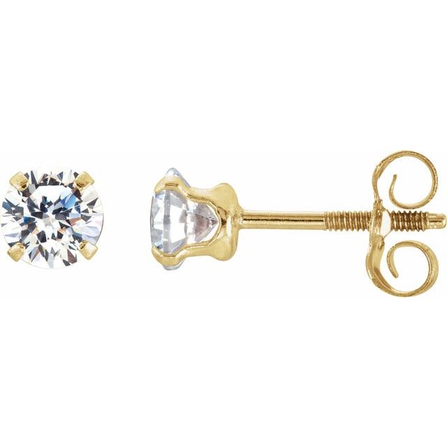 14 Karat Yellow Gold Youth Stud Earrings