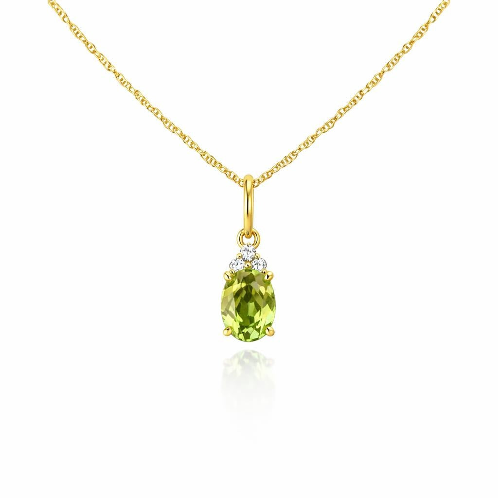 10 Karat Yellow Gold Necklace with Peridot Pendant