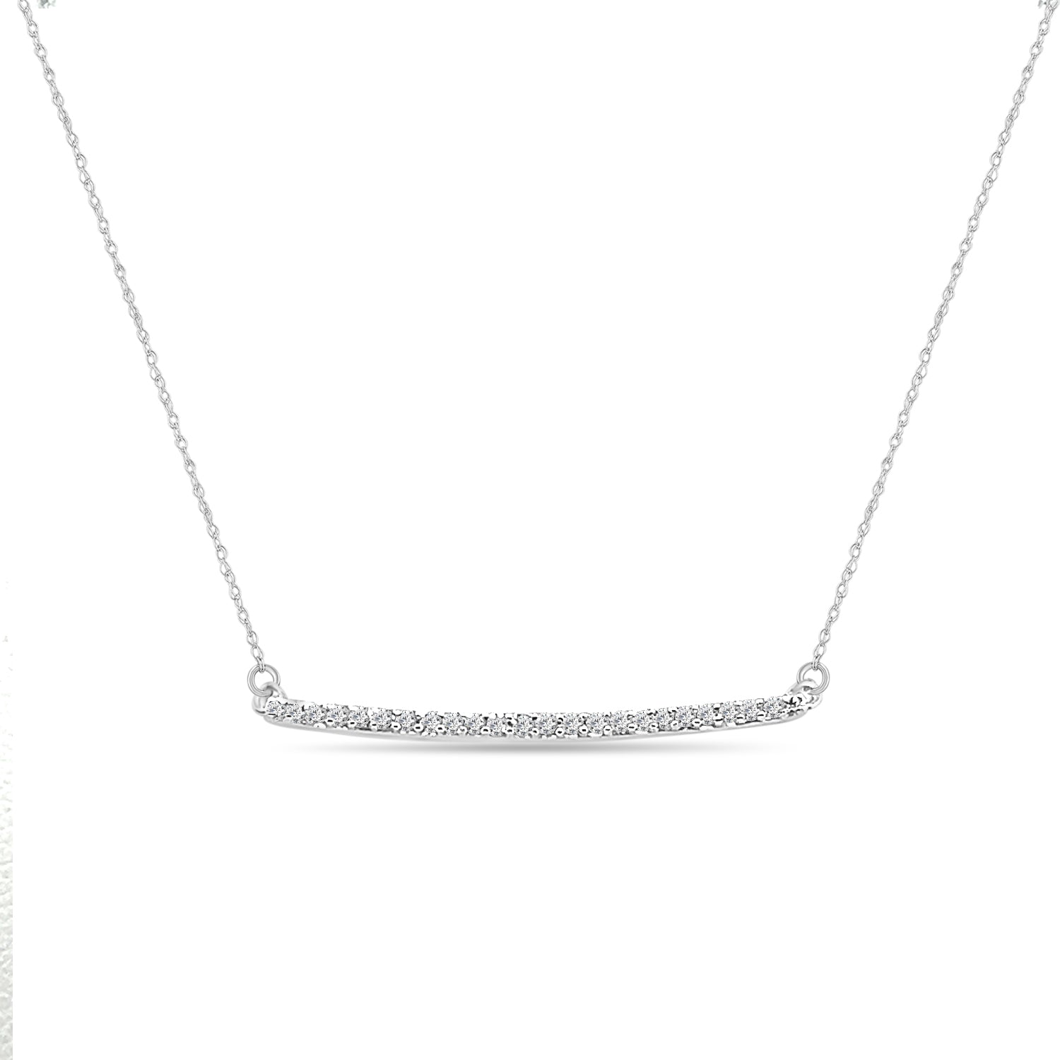 10 Karat White Gold Necklace with Natural Diamond 0.100 Carat