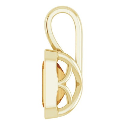 14K Yellow Gold Bezel Set Emerald Cut Citrine Pendant Necklace - 3.15 Carats