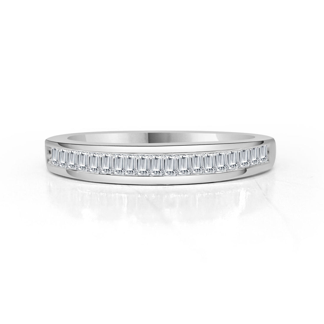 Baguette Natural Diamond Wedding Band in 14 Karat White Gold - 0.25 ct