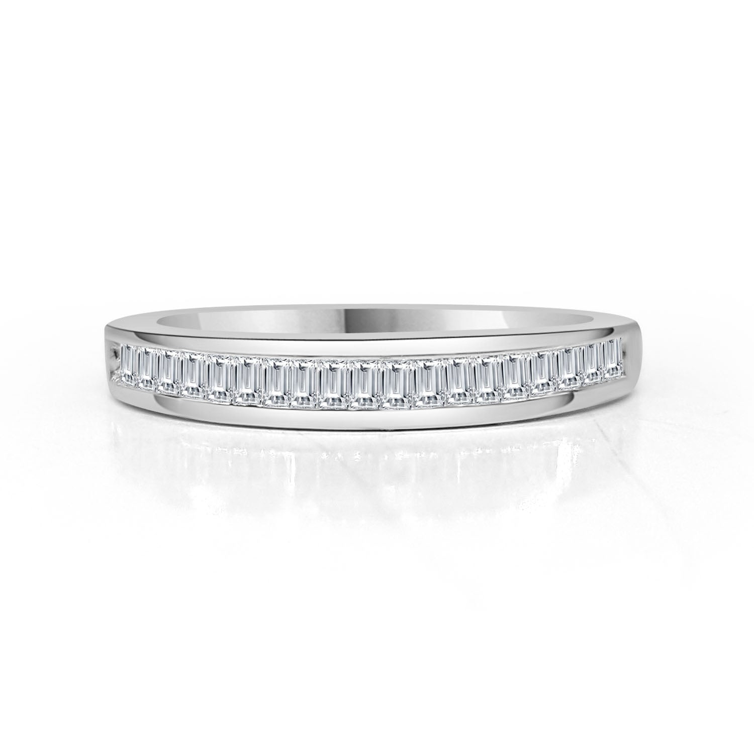 Baguette Diamond 14K White Gold Wedding Band - 0.25 ct Natural Diamond