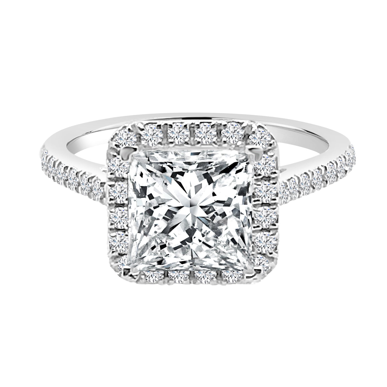 Princess-Cut Diamond Engagement Mounting in 14 Karat White Gold (0.35 ct)