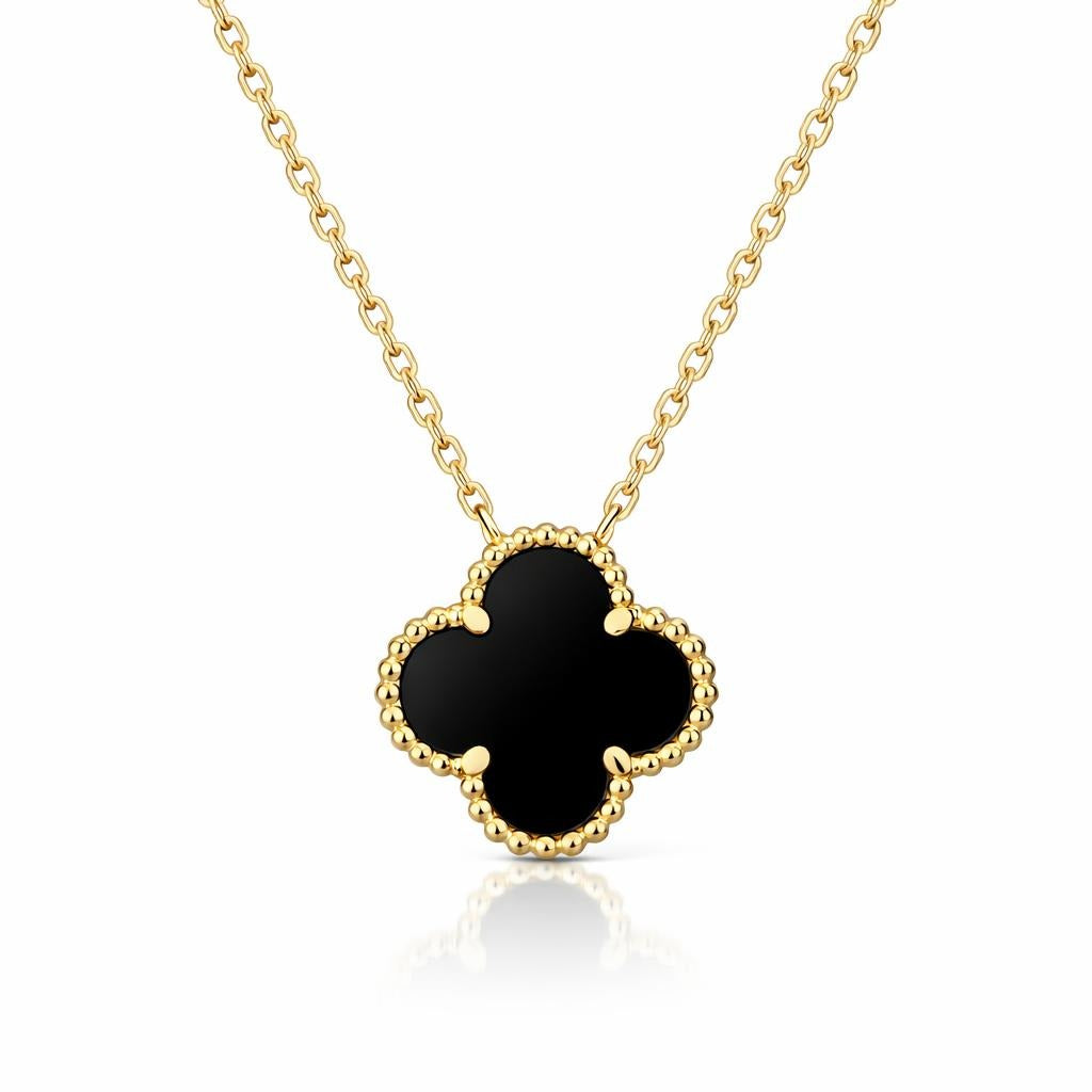 Black Onyx Clover Necklace
