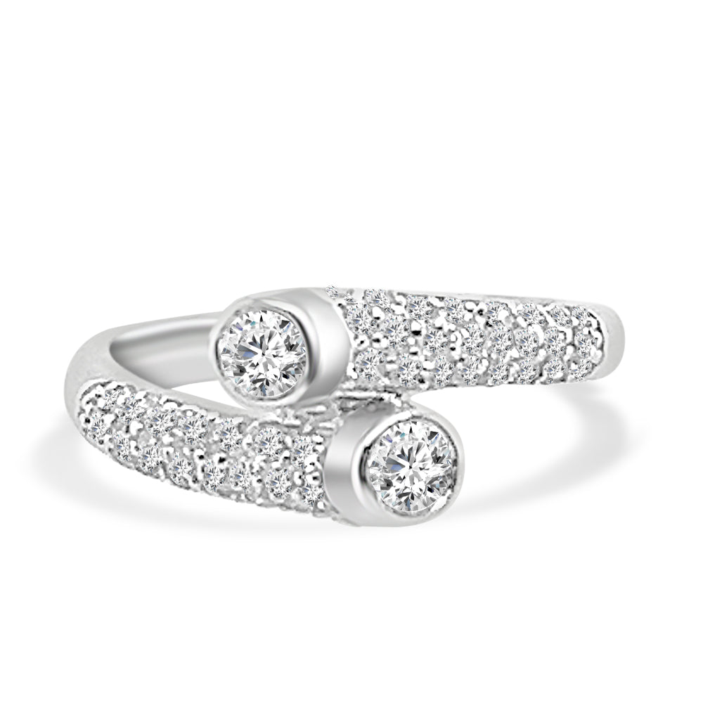 Sure, how about: 14K White Gold Bezel Set Pave Diamond Ring with 0.63 Round Natural Diamonds