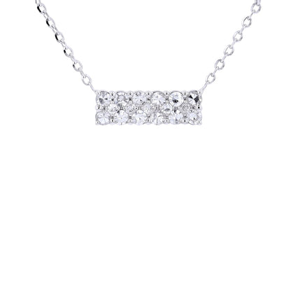 14K White Gold Double Row Diamond Pendant Necklace with 0.24 ct Natural Round Shape Diamonds