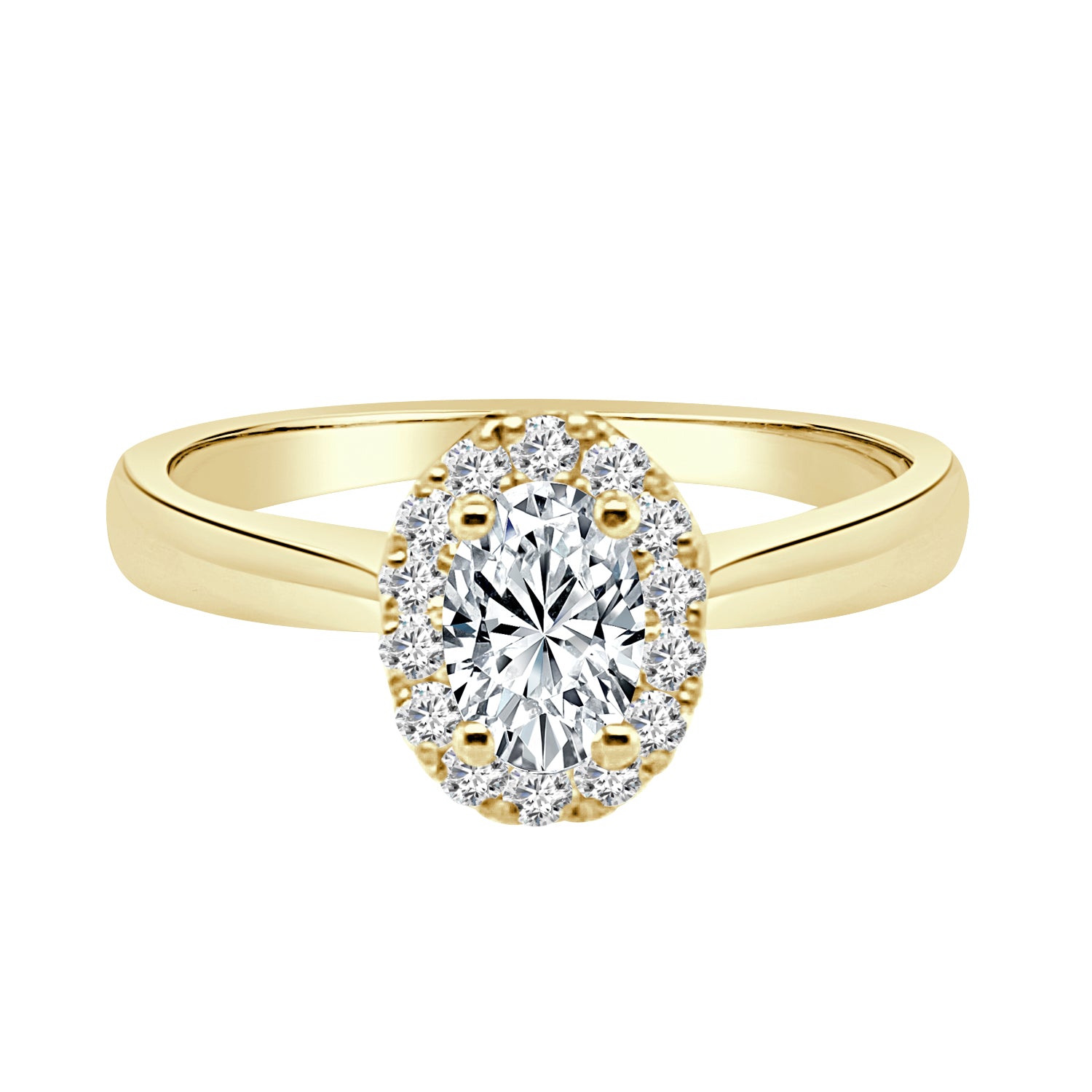 14K Yellow Gold Oval Natural Diamond Engagement Ring - 0.50 Carat