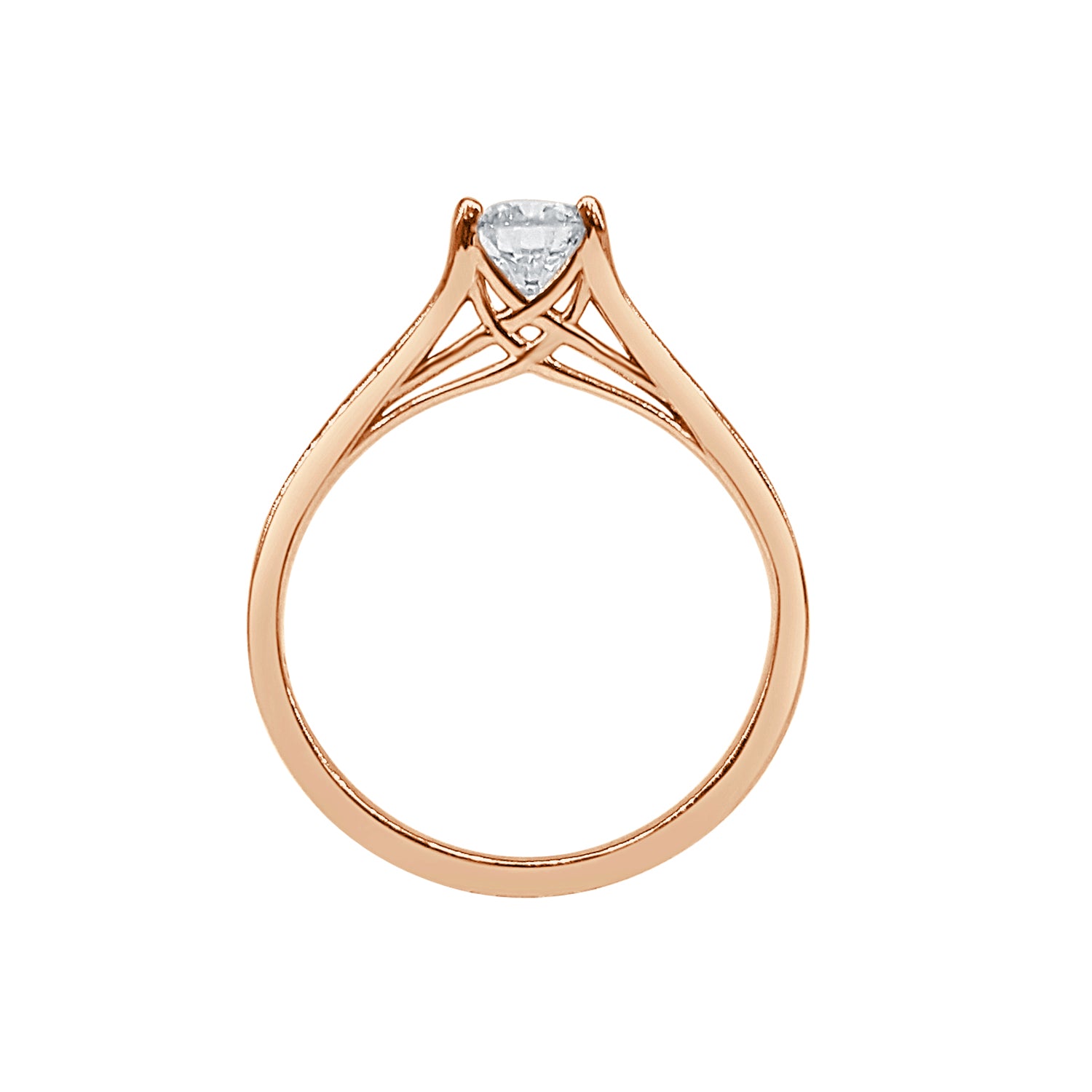 0.60 Round Natural Diamond Engagement Ring in 14 Karat Rose Gold