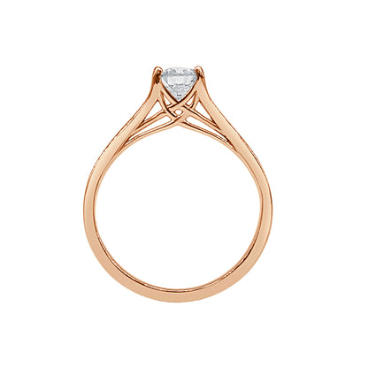 0.60 Round Natural Diamond Engagement Ring in 14 Karat Rose Gold
