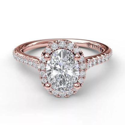 14 Karat Rose Gold Oval Engagement Mounting