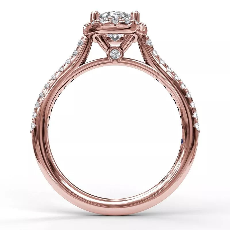 14 Karat Rose Gold Oval Engagement Mounting