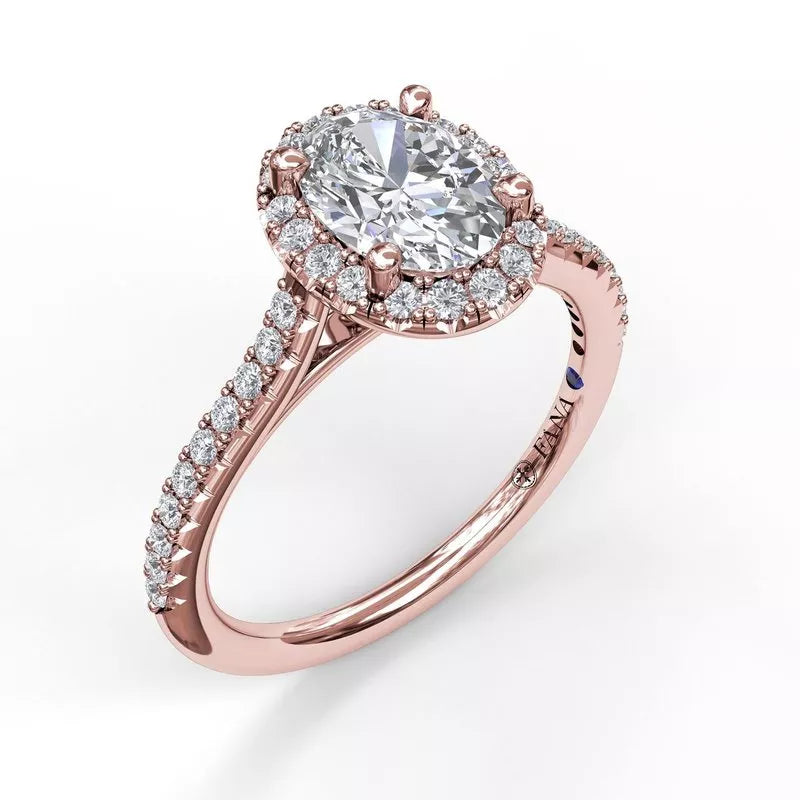 14 Karat Rose Gold Oval Engagement Mounting