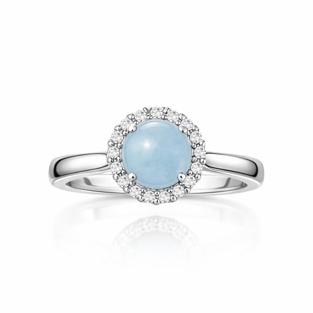 Aquamarine and White Topaz Ring