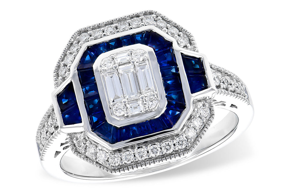 14 Karat White Gold Allison Kaufman Blue Sapphire Ring - 1.4 Carats