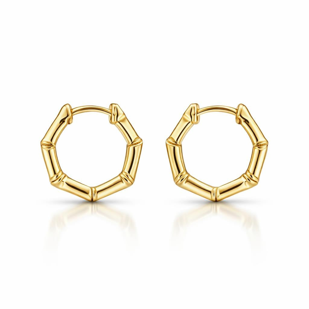 Ribbed Polished 14 Karat Yellow Gold Earrings