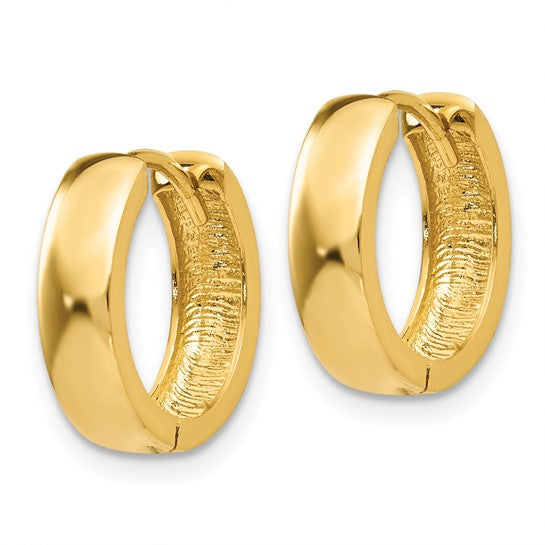 Sure, how about: 14 Karat Yellow Gold Round Hinged Hoop Earrings