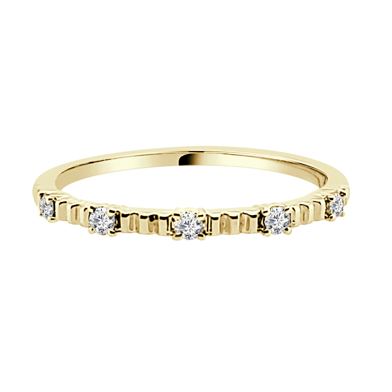 5 Stone Grooved Diamond Ring in 10 Karat Yellow Gold - 0.10 ct Natural Diamond