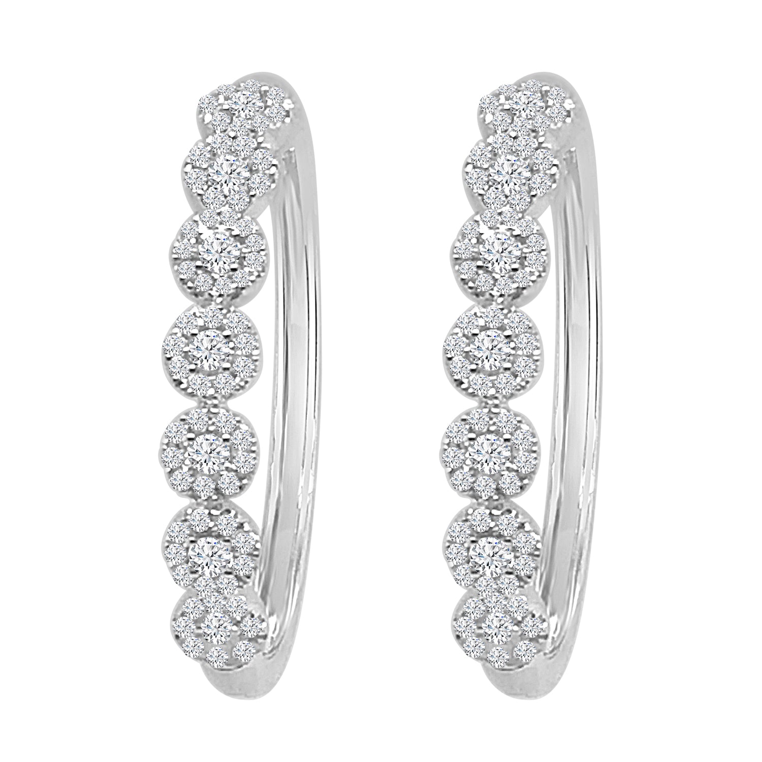 Sure! How about: 1.00 ct Natural Diamond 7 Stone Halo Oval Earrings in 14 Karat White Gold