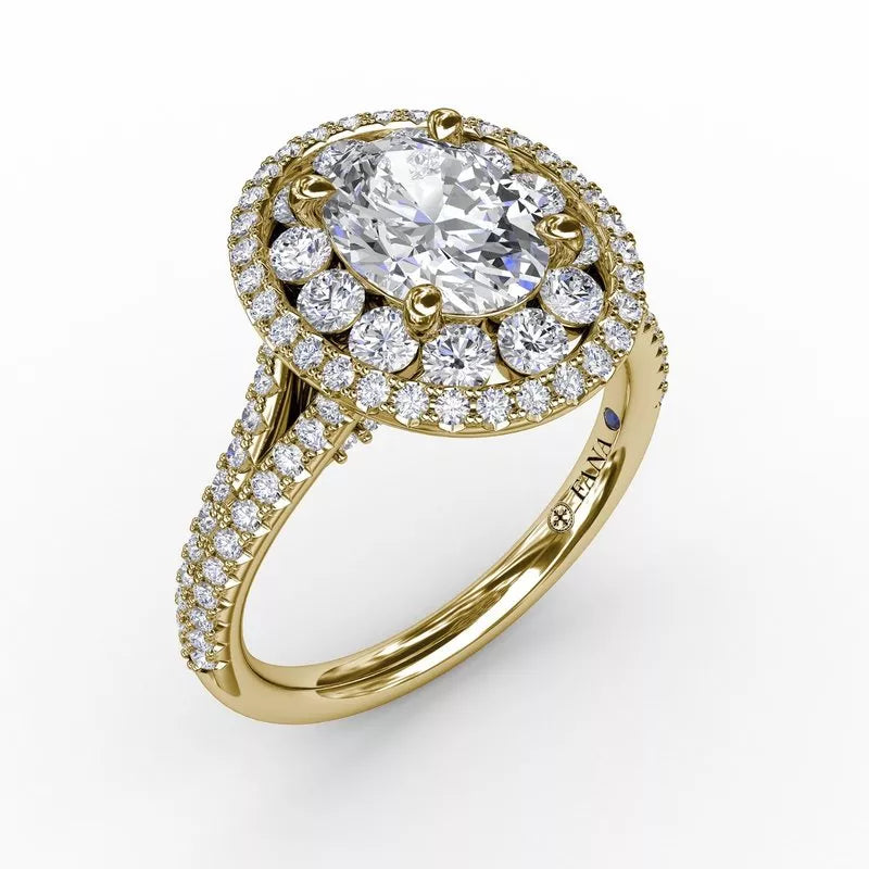 14K Yellow Gold Split Shank Oval Double Engagement Mounting